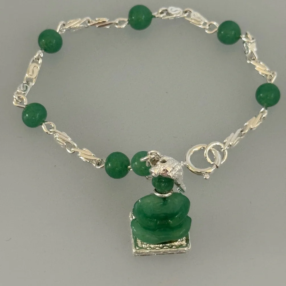Elegant 925 silver bracelet aventurine stone